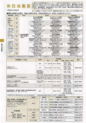休日当番医情報の画像